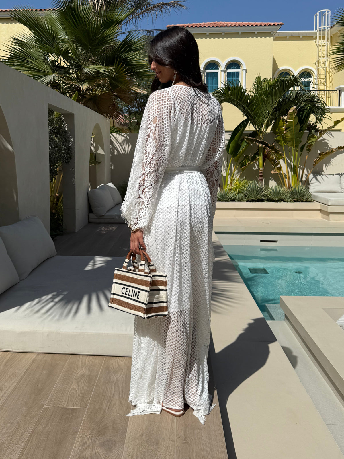 GALA LACE Kaftan White