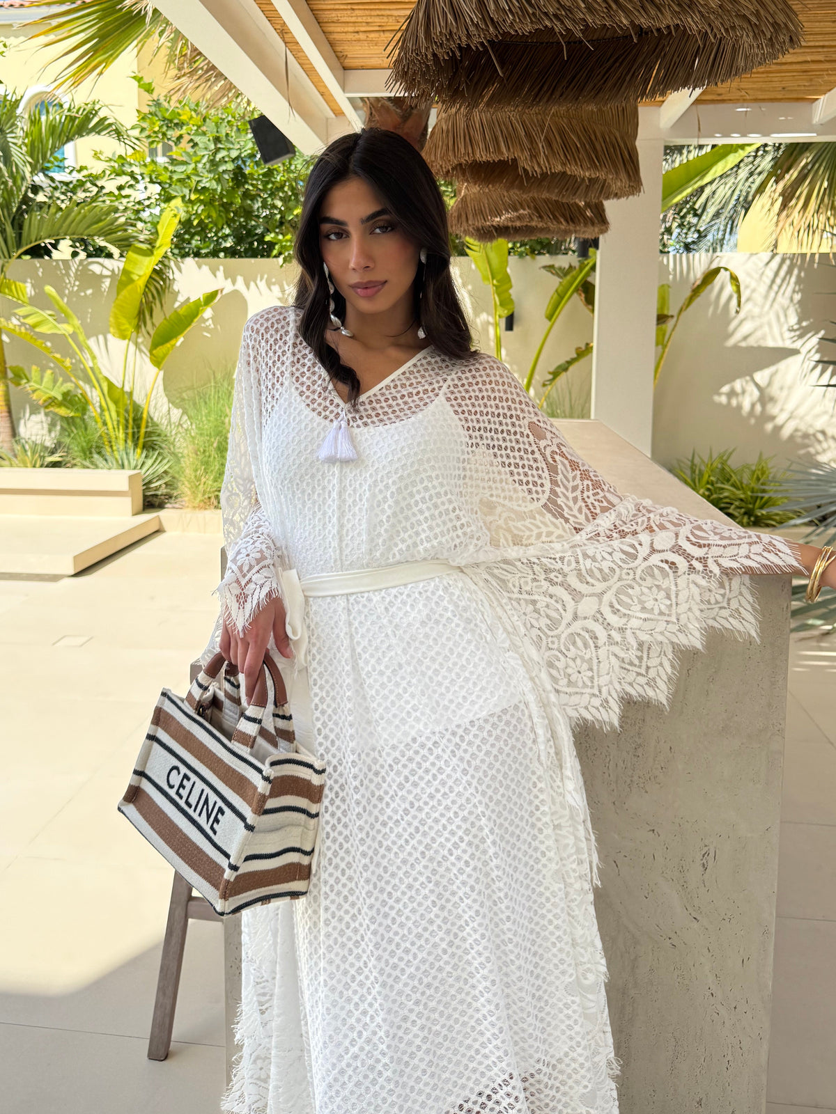 GALA LACE Kaftan White