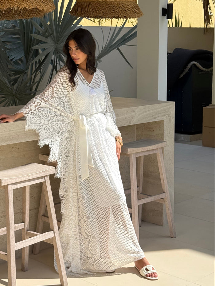 GALA LACE Kaftan White