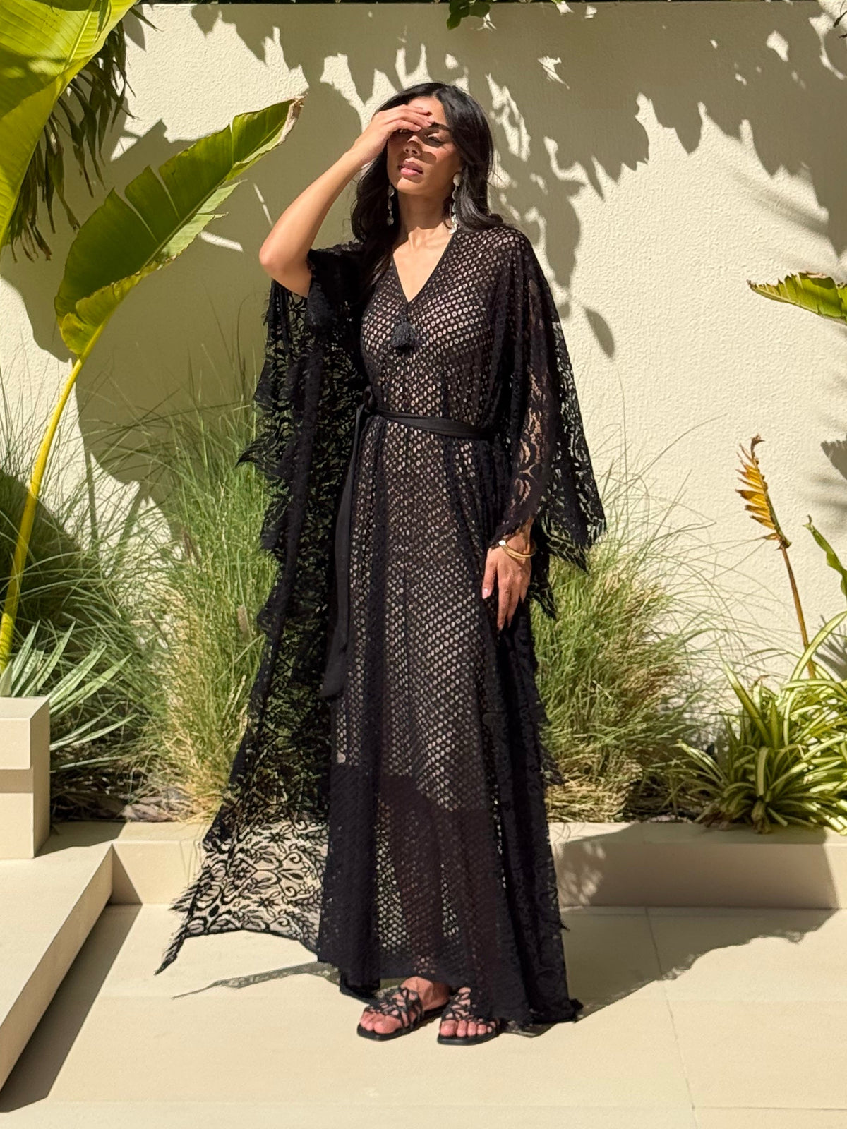 GALA LACE Kaftan Black
