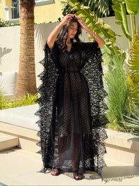 GALA LACE Kaftan Black