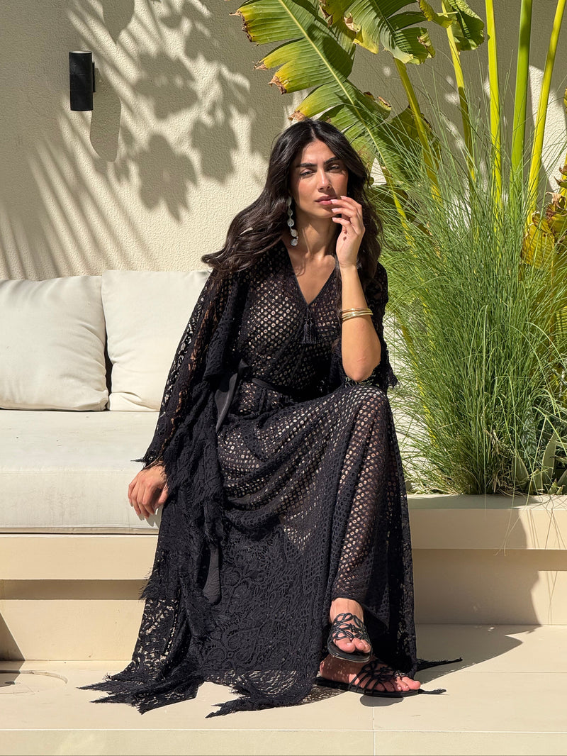 chinese dress ladies GALA LACE Kaftan Black – From.angie