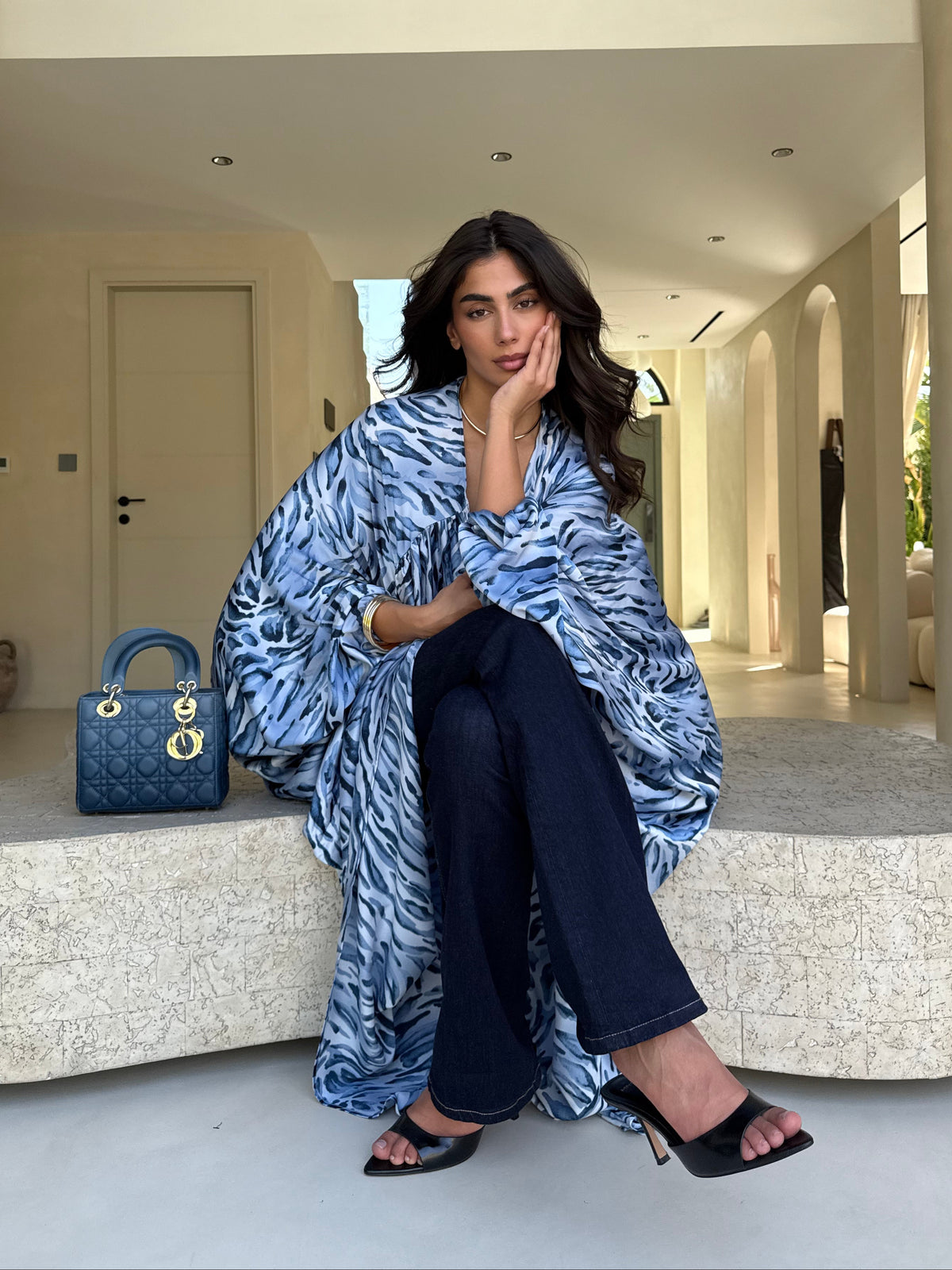 LOLA Silk Kaftan Blue