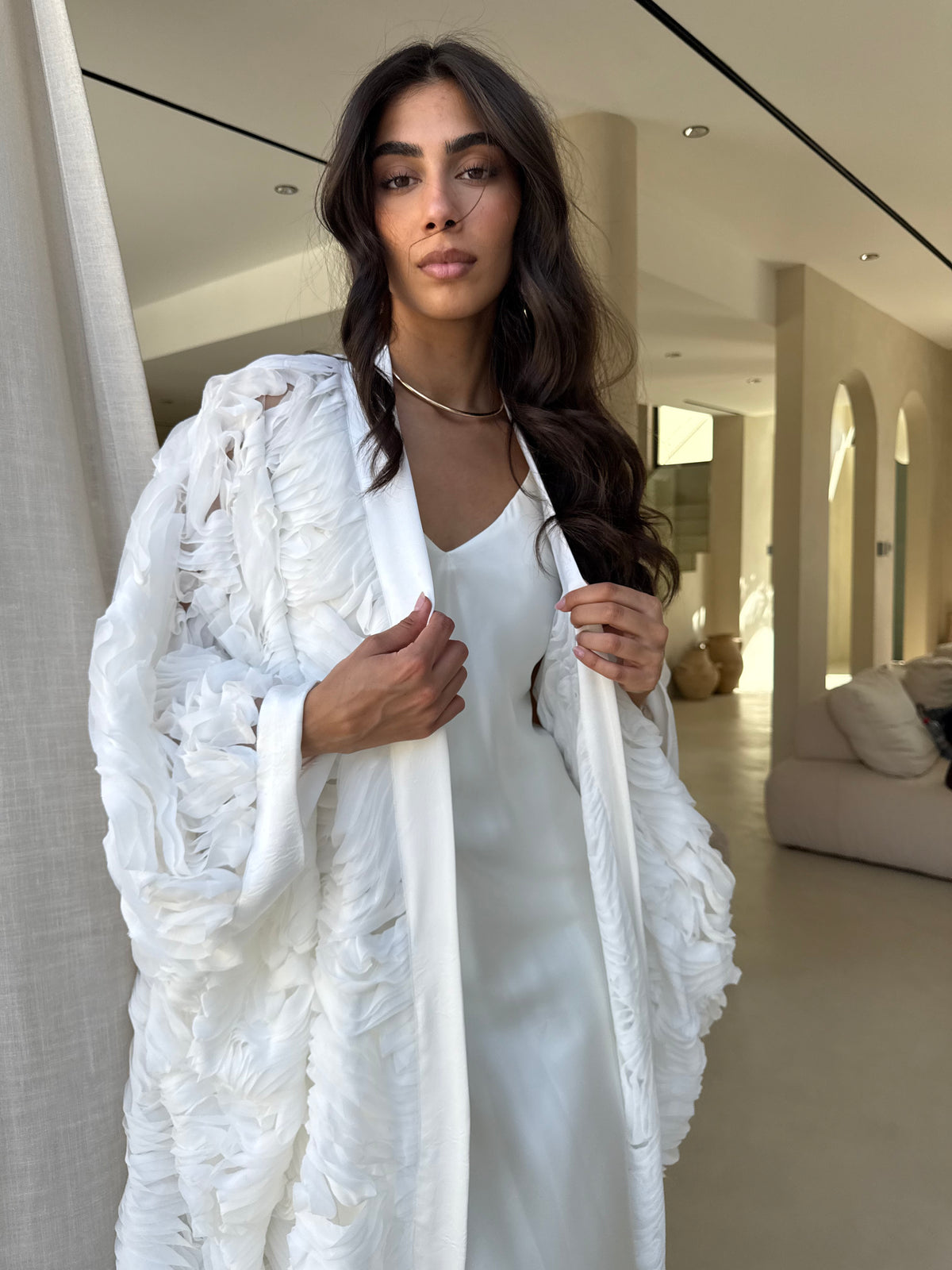 ALMA TUNIC - White Ruffled Chiffon