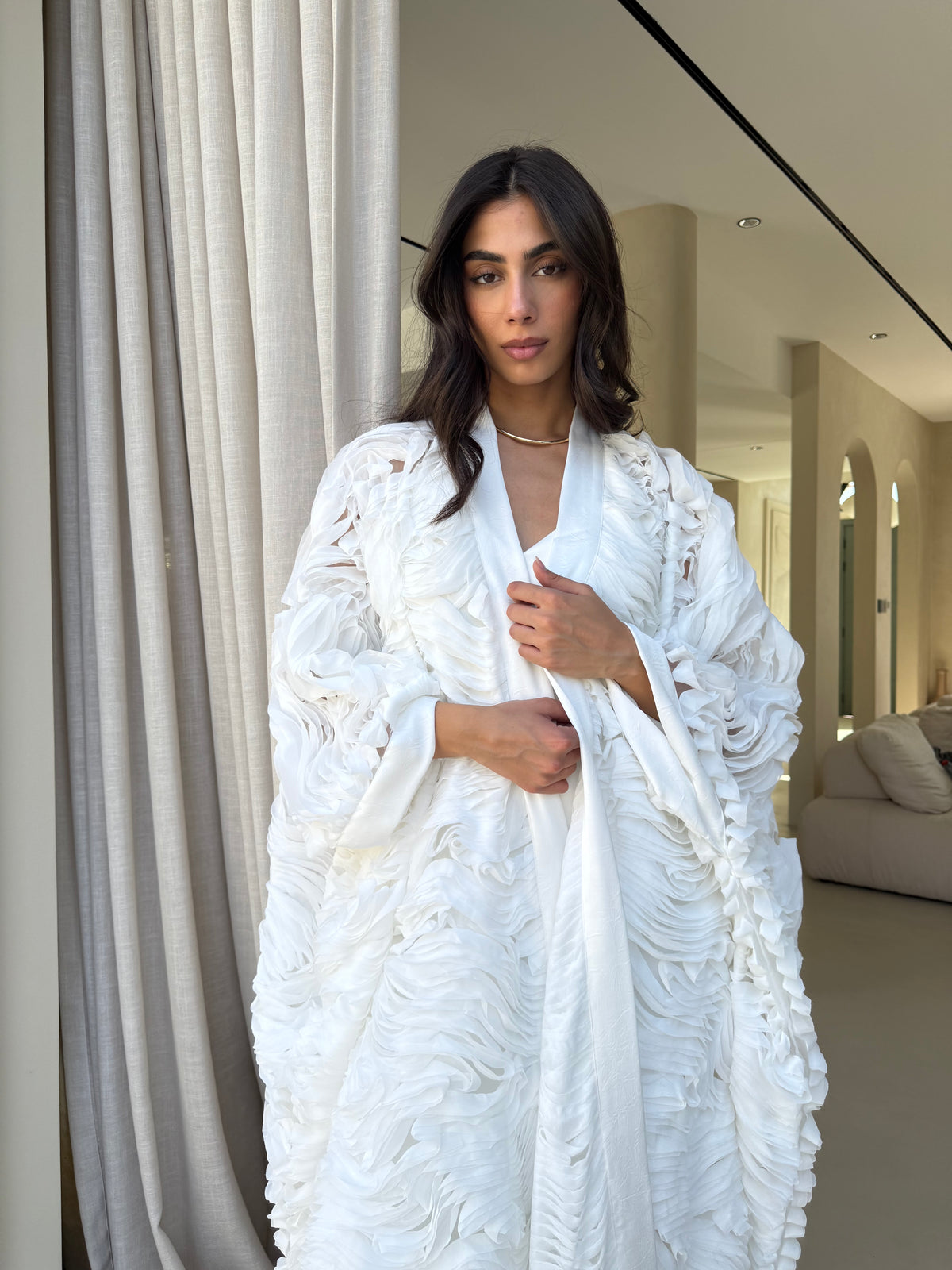 ALMA TUNIC - White Ruffled Chiffon