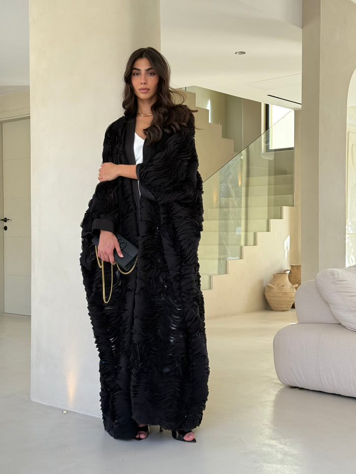 ALMA TUNIC - Black Raffled Chiffon
