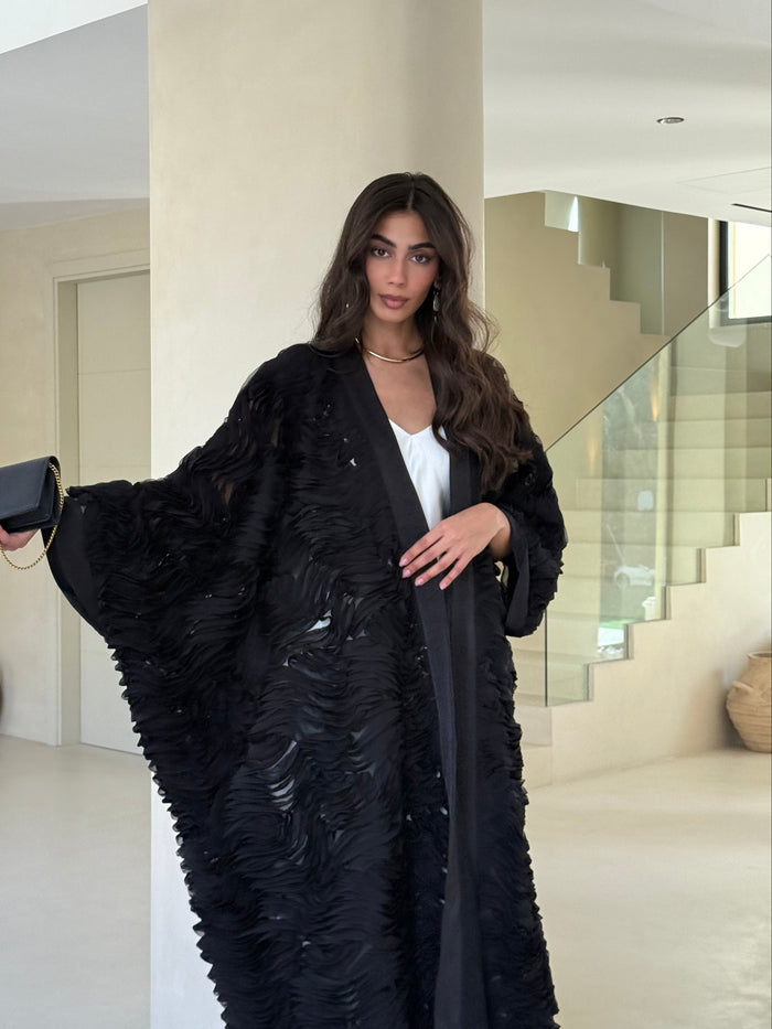 ALMA TUNIC - Black Raffled Chiffon