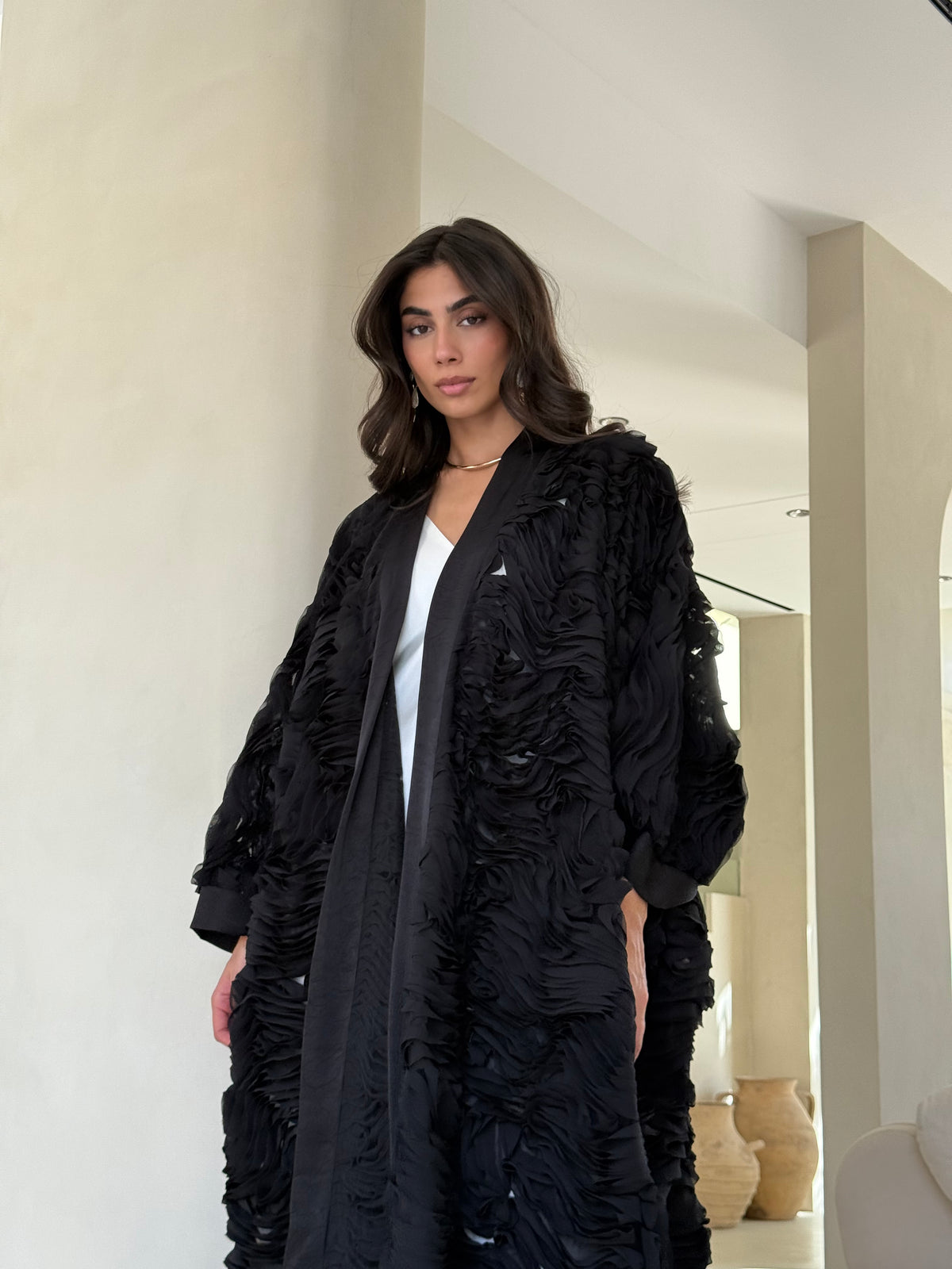 ALMA TUNIC - Black Raffled Chiffon