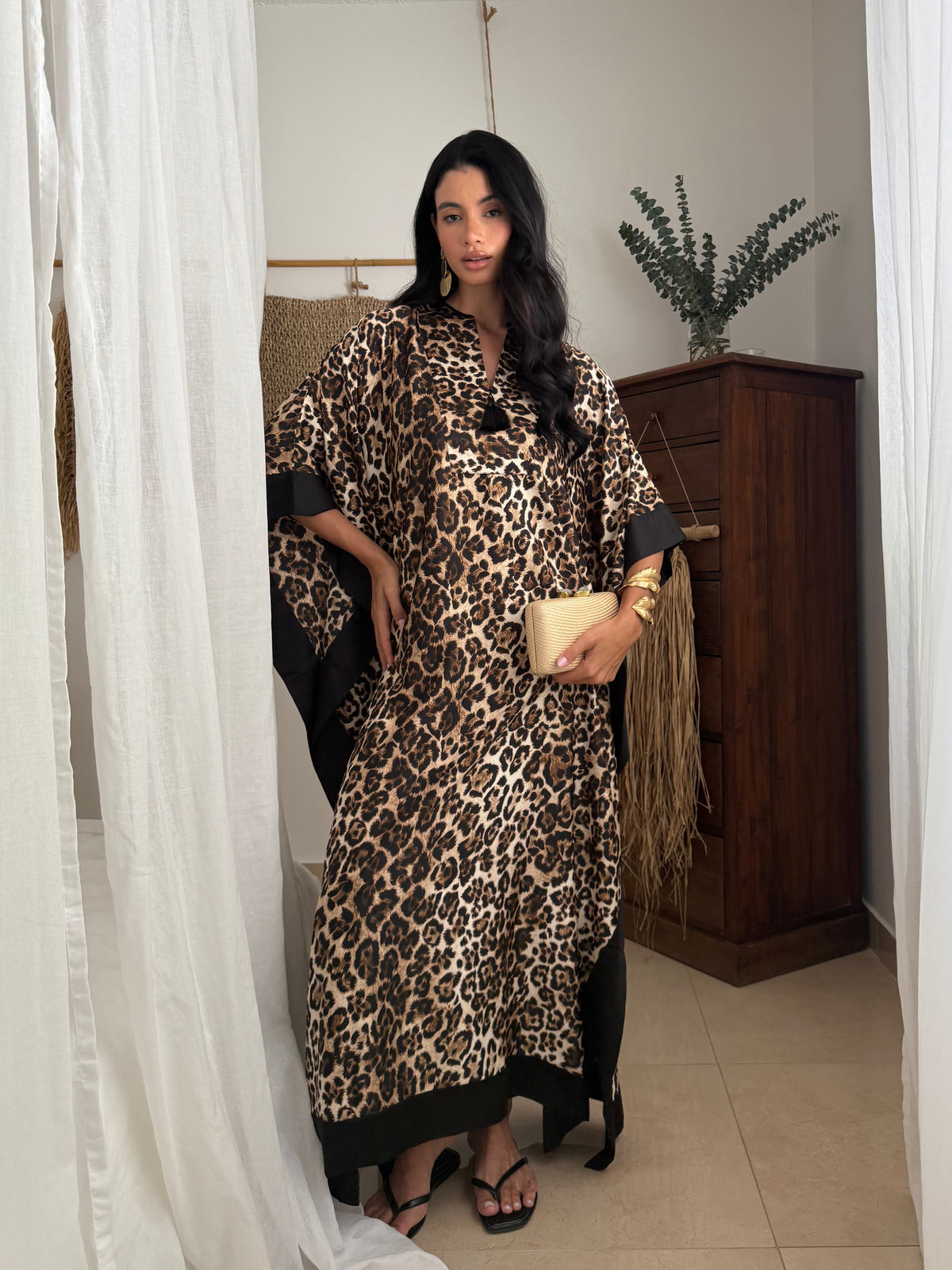 MAYA KAFTAN LEOPARD PRINT