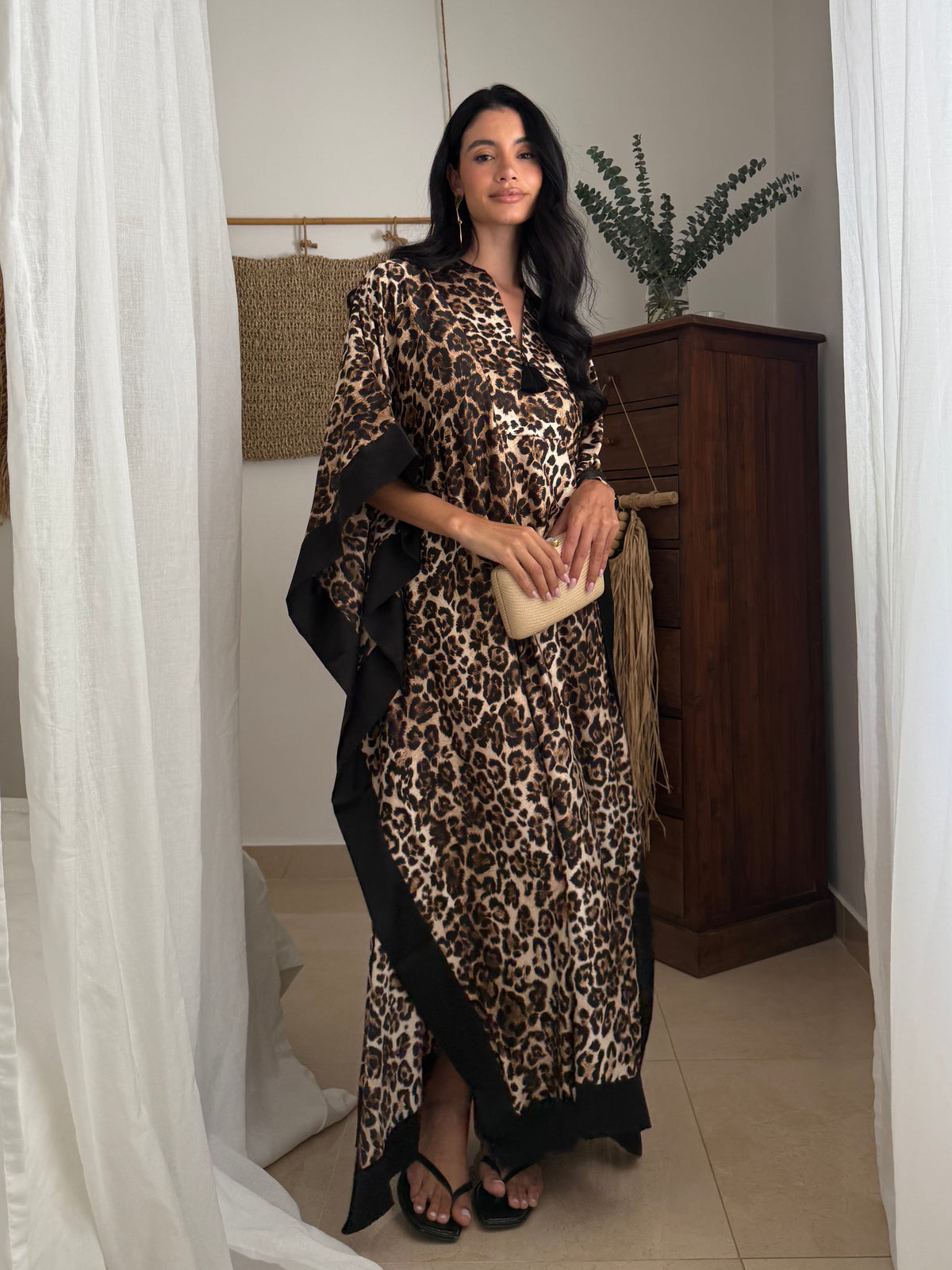 MAYA KAFTAN LEOPARD PRINT