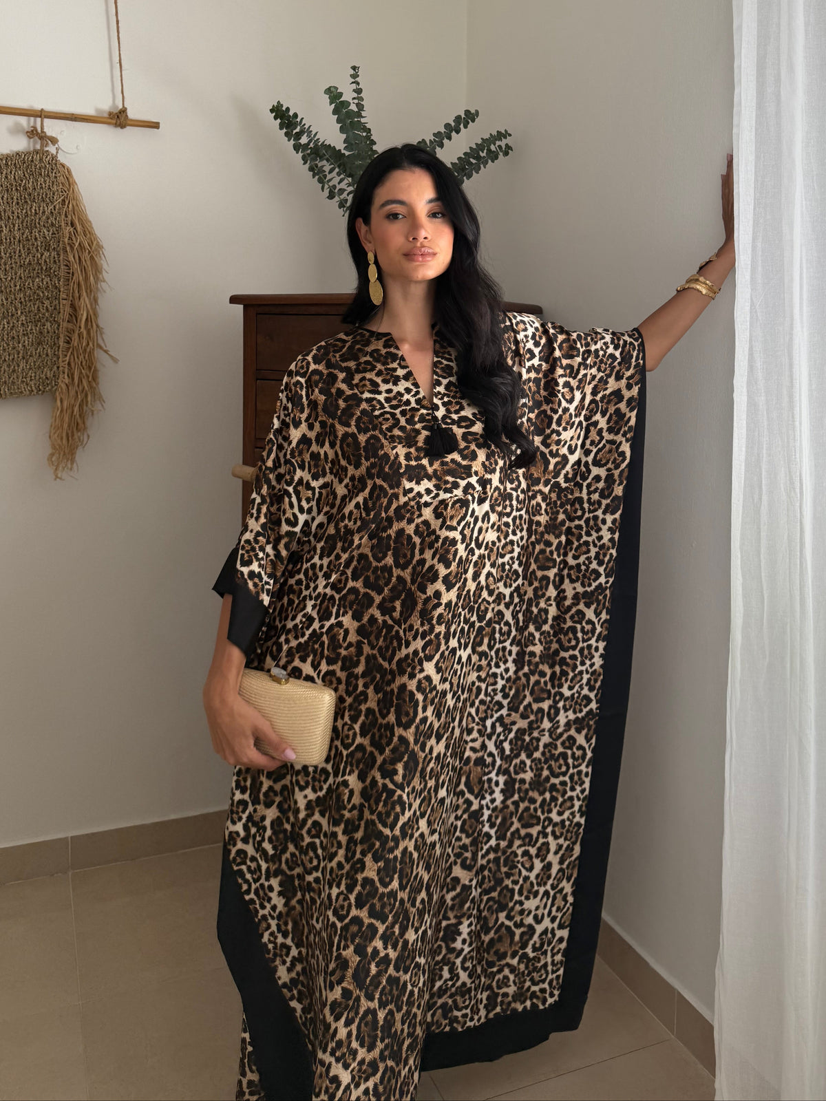 MAYA KAFTAN LEOPARD PRINT