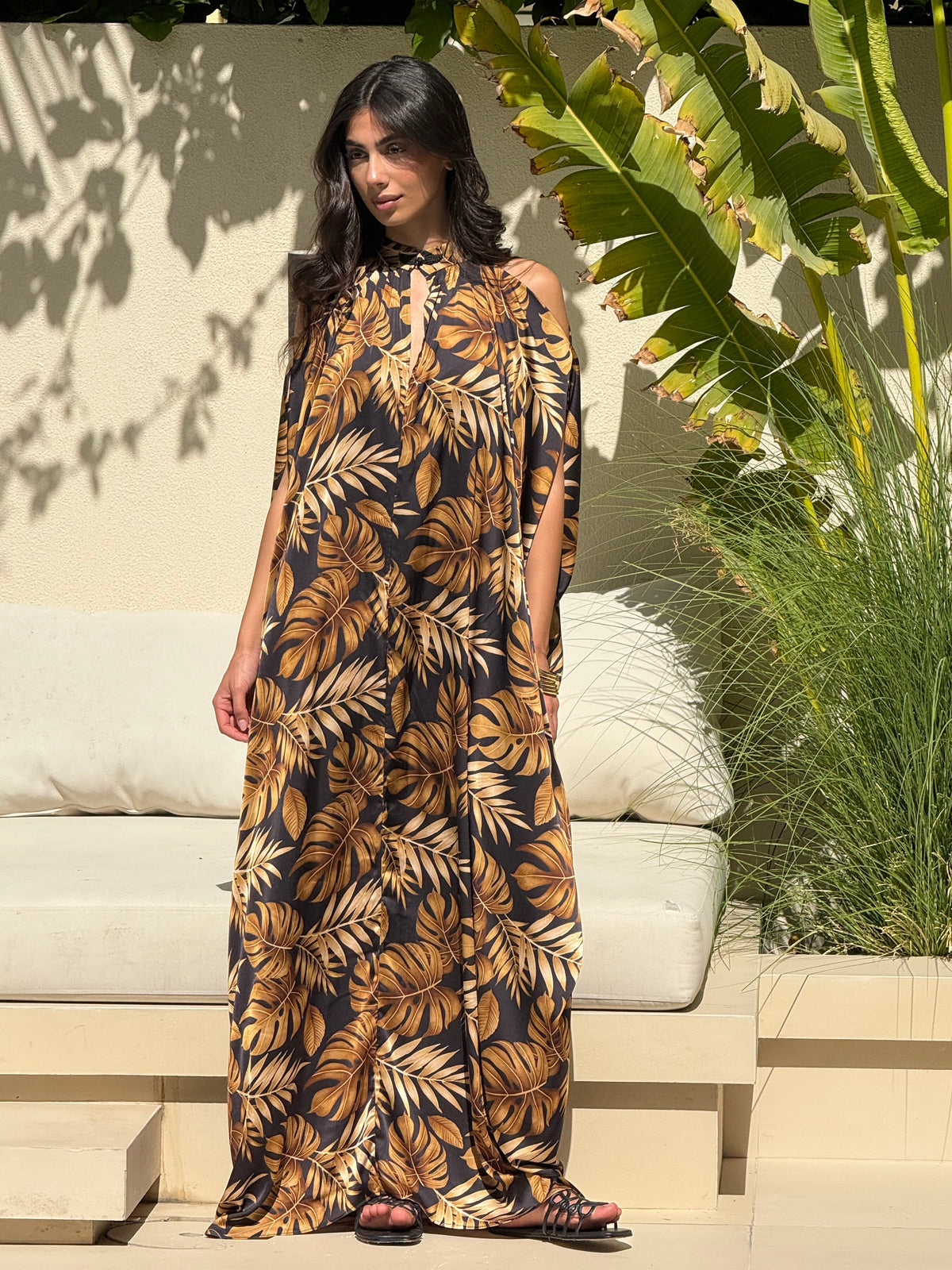BEA SILK KAFTAN - Black & Gold