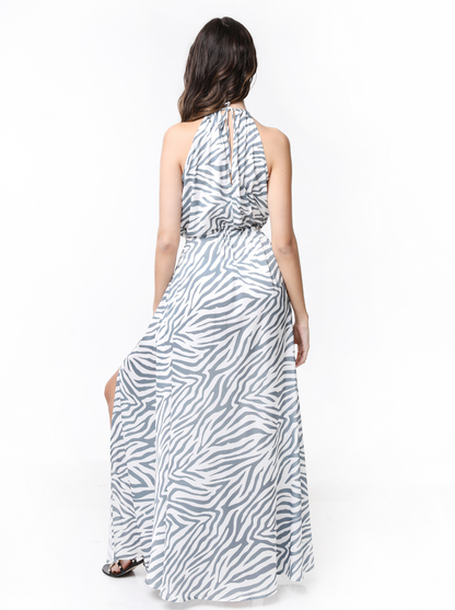 ALBA DRESS ZEBRA OLIVE GREEN