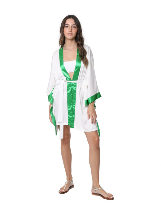 ISLA KIMONO WHITE & GREEN