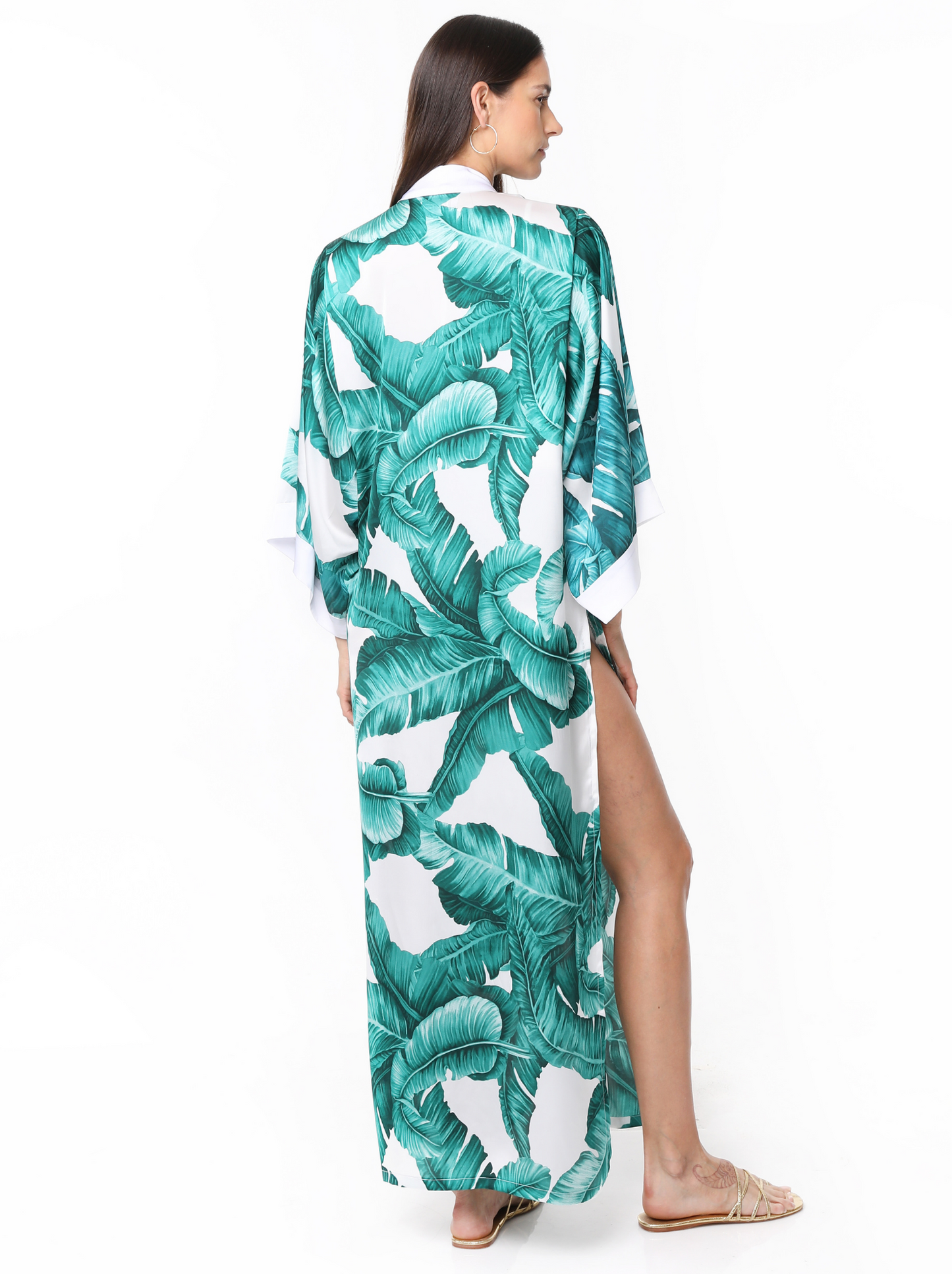 SARA KIMONO PALM LEAVES GREEN