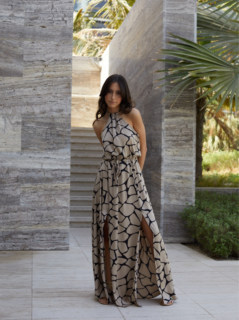 ALBA DRESS GIRAFFE CARAMEL