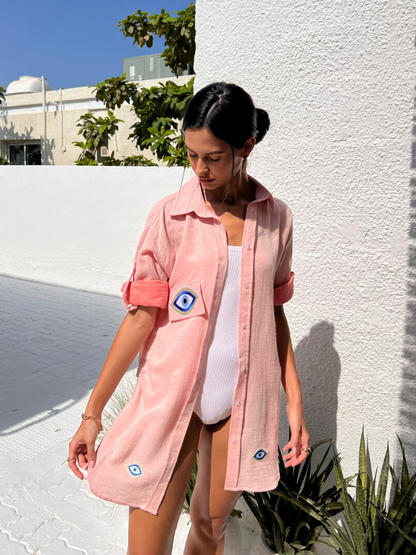 BLUE EYE BEACH SHIRT COTTON SOFT PINK