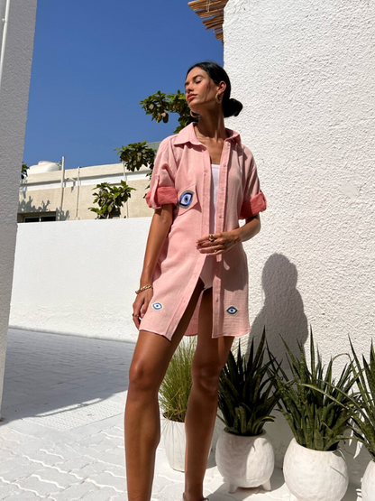 BLUE EYE BEACH SHIRT COTTON SOFT PINK