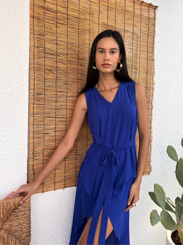 angie blue dress CALLAS MILANO ANGIE Camisole Dress VENICE Print Blue 44 IT (8 US) / Blue Multi / Black