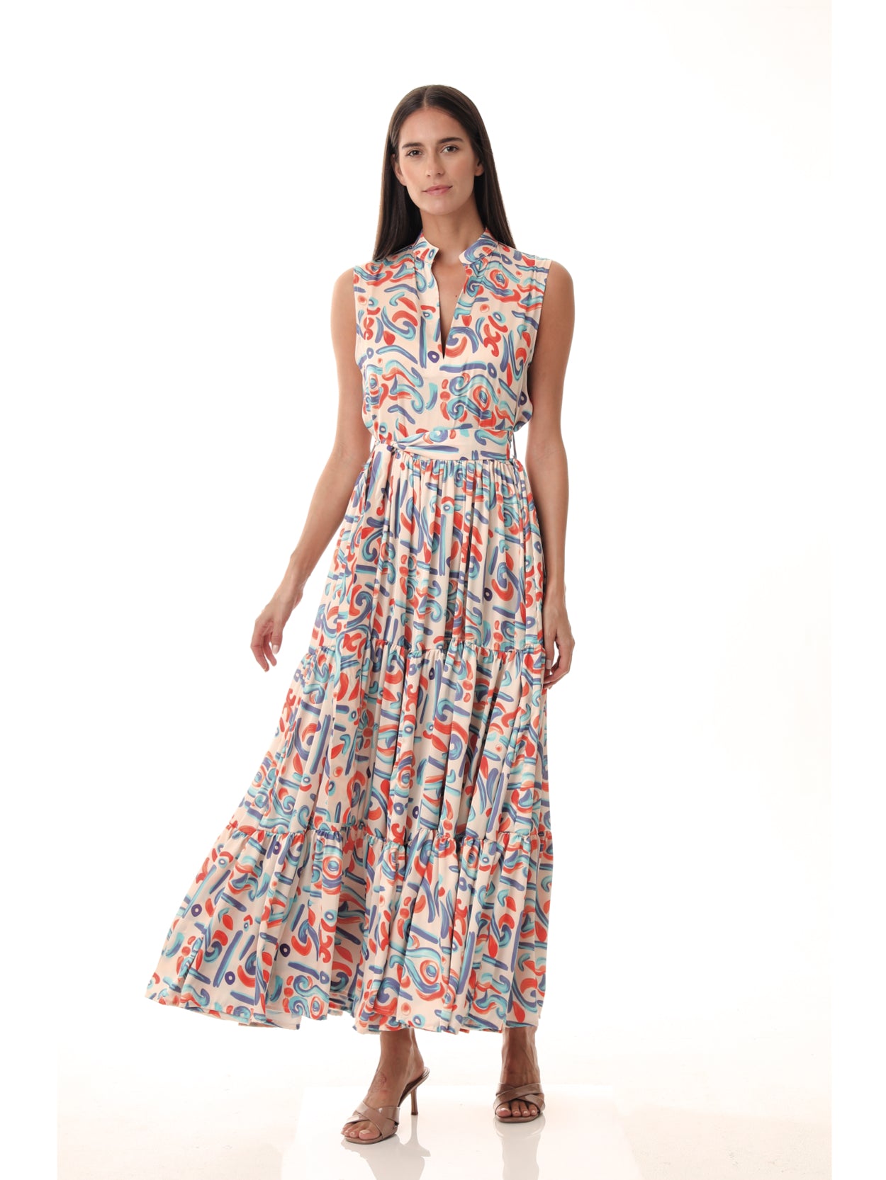 DALI MAXI DRESS BLUE & SALMON