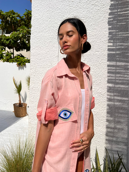 BLUE EYE BEACH SHIRT COTTON SOFT PINK