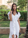 ANGIE DRESS WITH RAFFLE SLEEVES WHITE